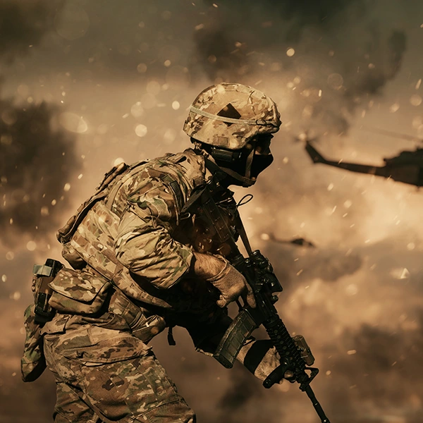 A soldier in a modern battlefield