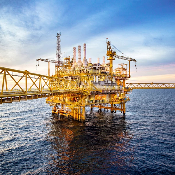 An oil rig at sea