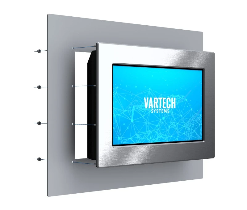 A rendering of VarTech Systems' DiamondVue C1D2-certified computer or monitor depicted with a panel with studs mounting style