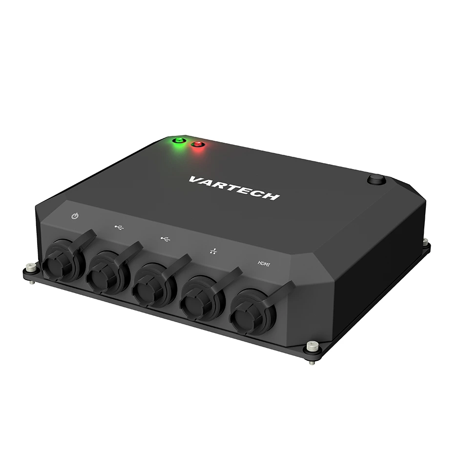 A depiction of VarTech Systems' ToughCube rugged MIL-STD small form factor computer in an outdoor military environment