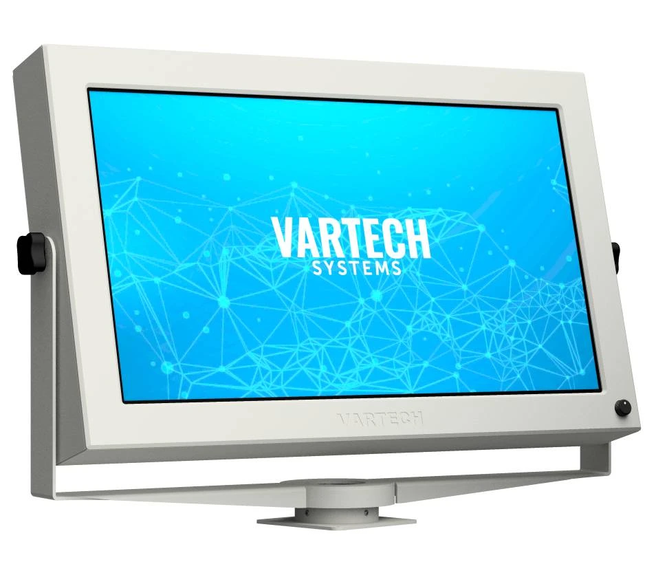 A 24" ToughStation computer/monitor on VarTech Systems' custom yoke mounting solution