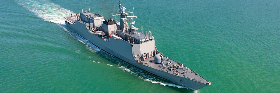 A modern battleship at sea