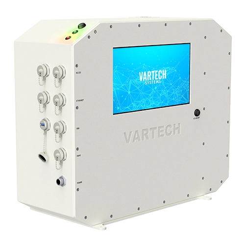 A front rendering of VarTech Systems' Bolt (Ai) industrial edge AI computer, built weatherproof with IP67 protection