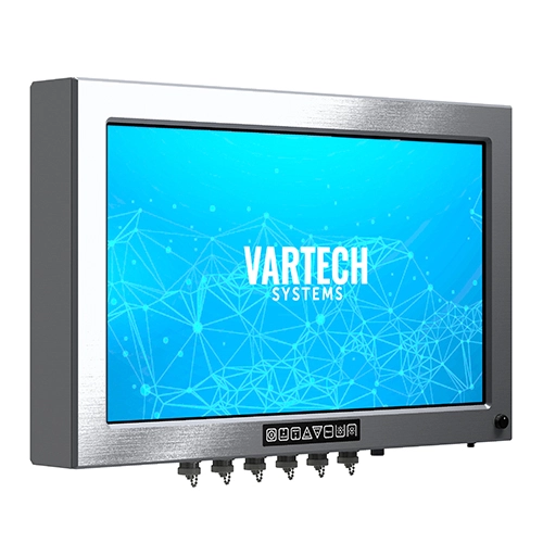 A rendering of VarTech Systems' 24" stainless steel ToughStation fully sealed industrial monitor