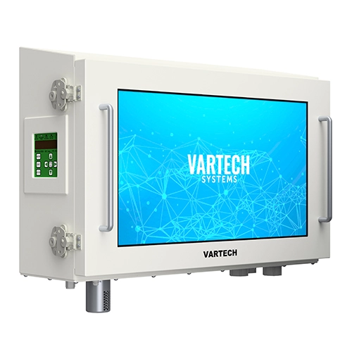 A rendering of VarTech's ToughStation purge-protected hazardous area HMI workstation with a panel enclosure style