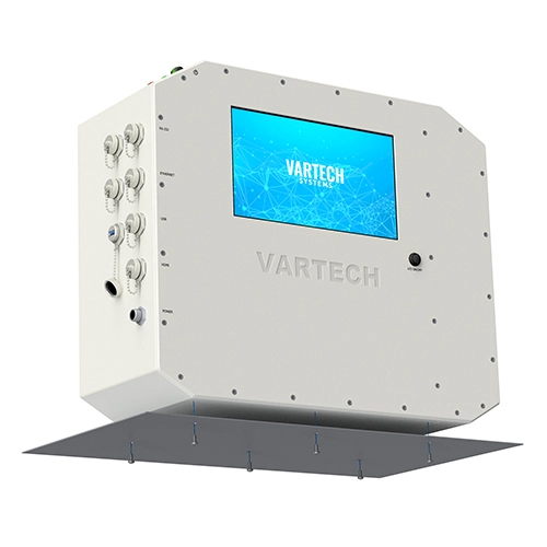 A rendering of VarTech Systems' Bolt (Ai) industrial edge computer depicted with a standard mounting style