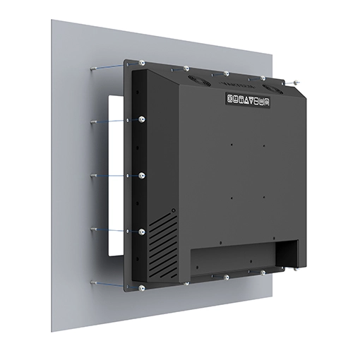 A rendering of VarTech Systems' DiamondVue industrial computer or monitor depicted with a chassis mounting style
