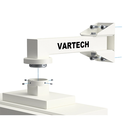 A rendering of VarTech Systems' ToughStation Workstation depicted with an arm mounting style