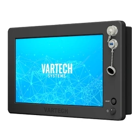 A rendering of a 15.6" All-Weather rugged outdoor vesa-mounted computer by VarTech System, built to meet NEMA 6 and IP67/IP68 standards