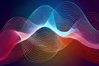 A visualization of electromagnetic waves, representing EMI shielding in VarTech Systems' rugged computers and monitors