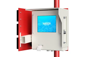 A WeighStation weigh scale HMI kiosk with hardware peripherals including a thermal printer and RFID reader