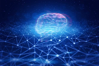 An abstract technological brain, representing AI-powered capabilities in industrial computers