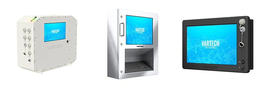 A compilation image of VarTech Systems' Bolt (Ai), ToughStation, and All-Weather rugged computers
