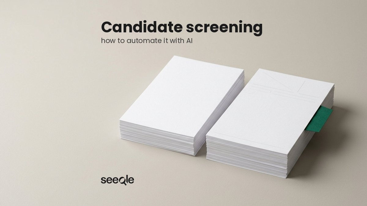 Two sorted stacks of white resumes, one marked with a green tab