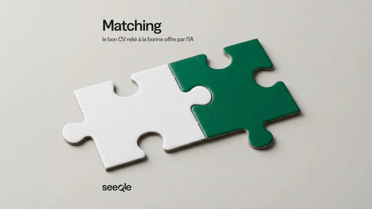 Deux pieces de puzzle blanche et verte qui s'assemblent : le matching de CV par l'IA