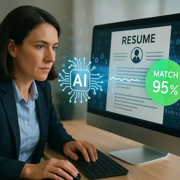 Two puzzle pieces, one white and one green, fitting together: AI résumé matching
