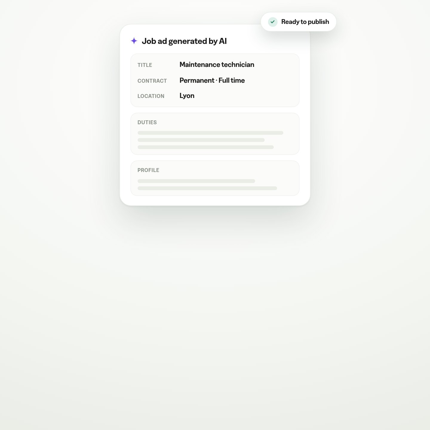 Job ad generated by AI, ready to publish