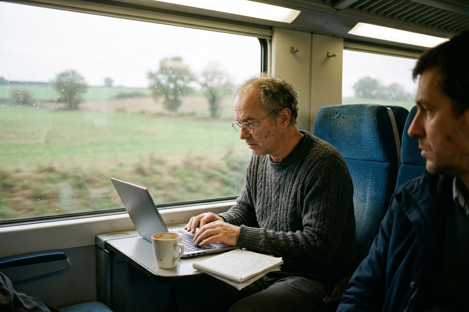 Consultant travaillant dans le train