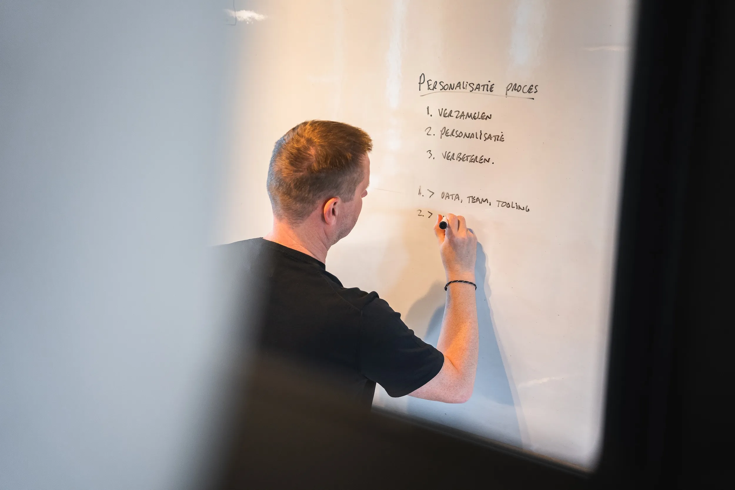 Een DAYLEE-collega schetst een aanpak op het whiteboard