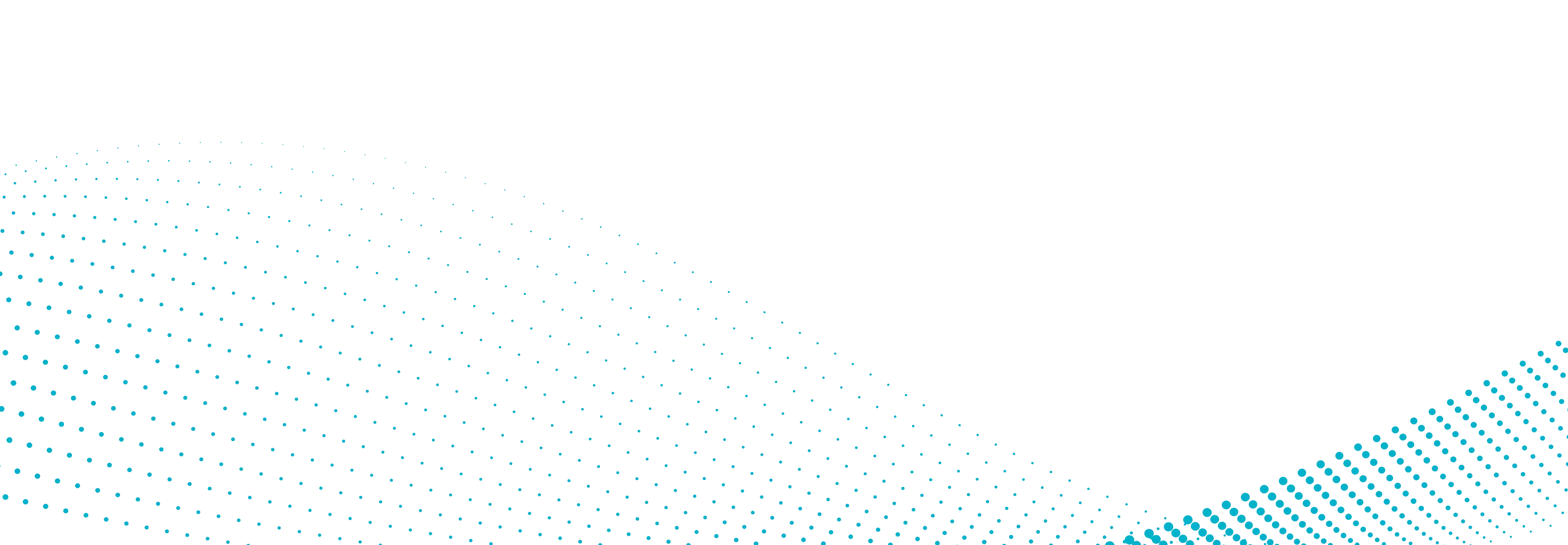 Abstract wave pattern made of small blue squares on a black background.