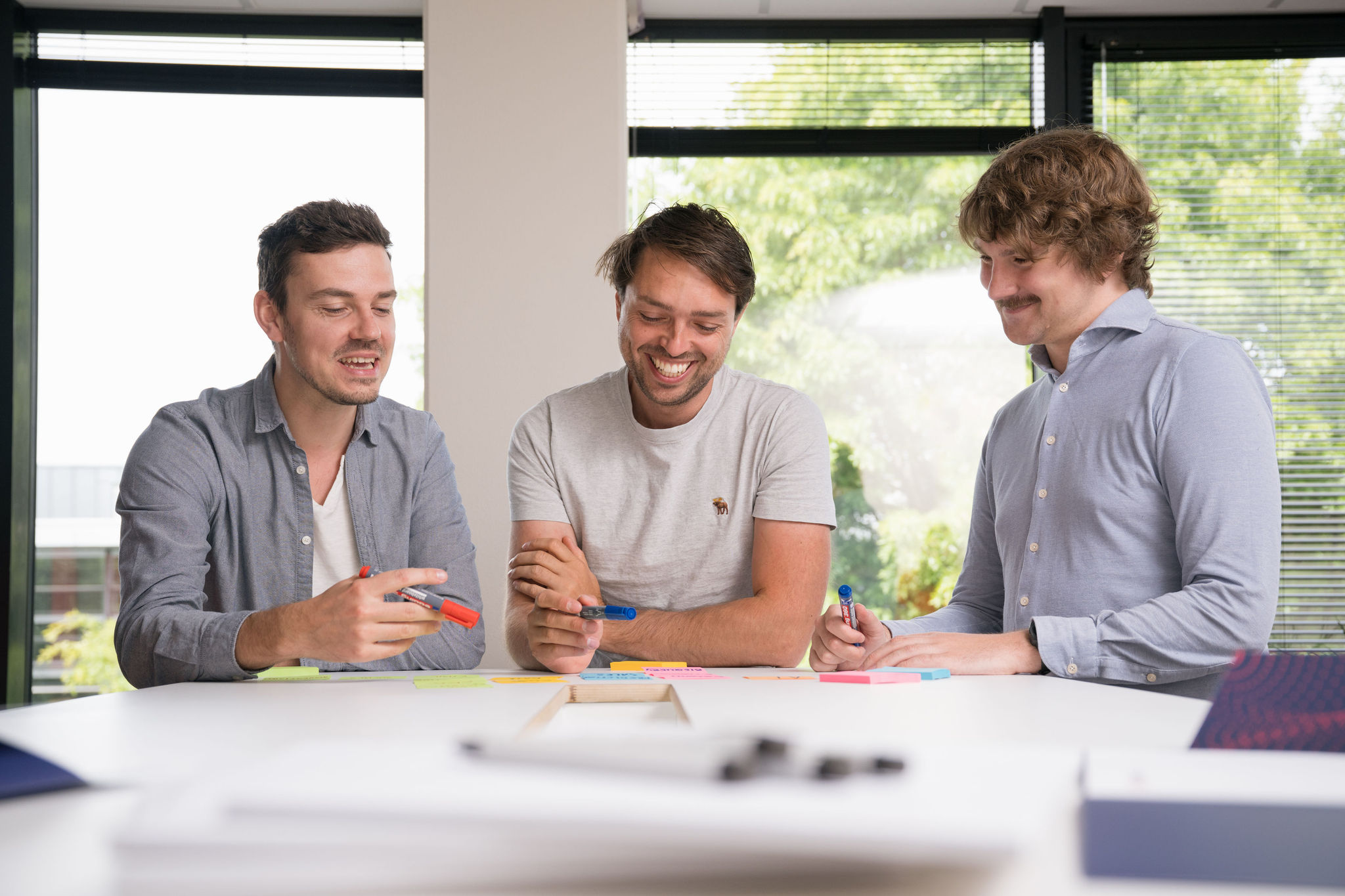 Steven, Dieter en Axel tijdens een brainstormsessie