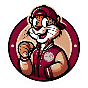 Tiger mascot wearing maroon cap and vest holding baseball