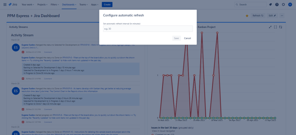 Automatic refresh setup in Jira Software