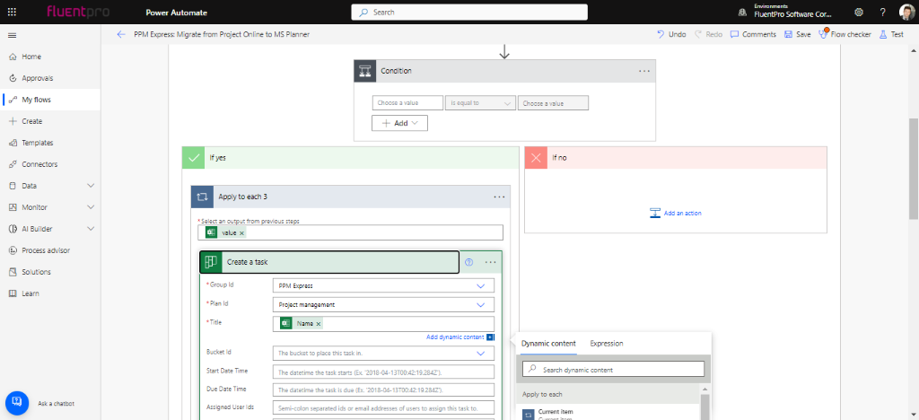 Mapping data from Excel and MS Planner during importing data from Project Online
