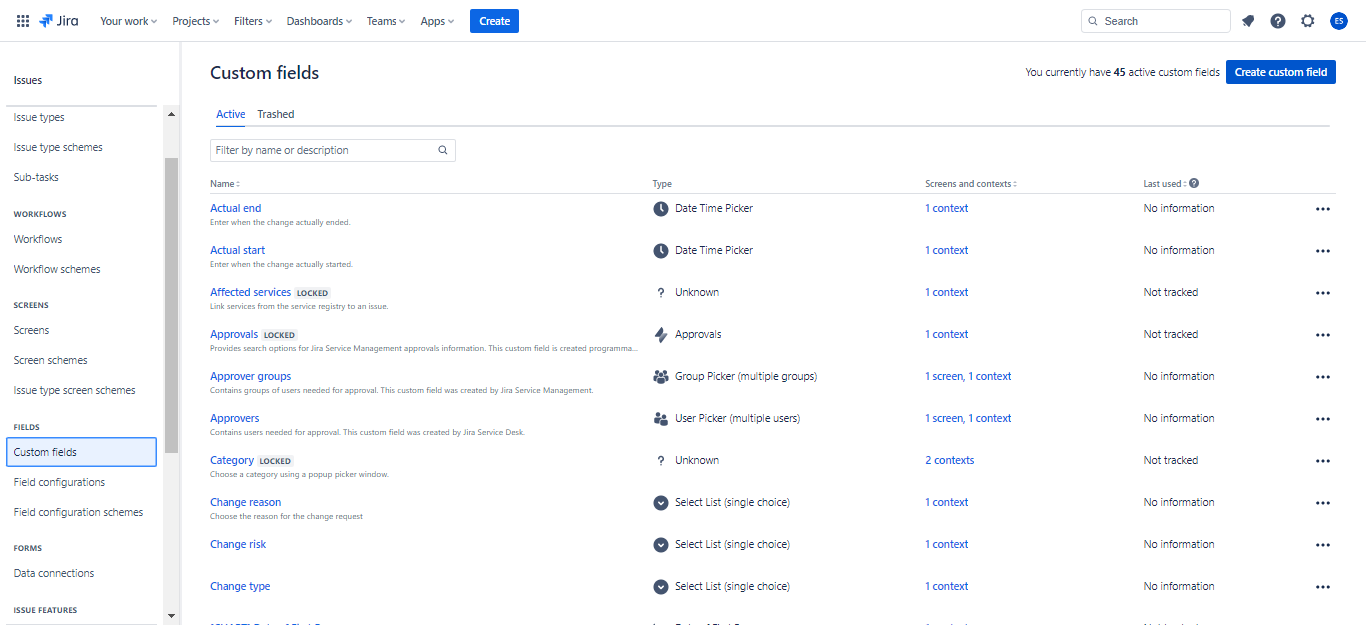 Custom fields in Jira - the whole list