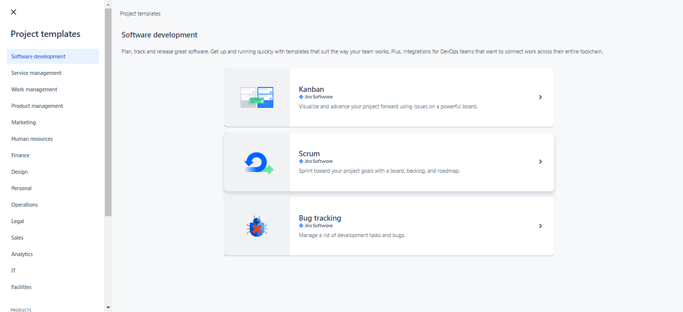 Project templates in Jira