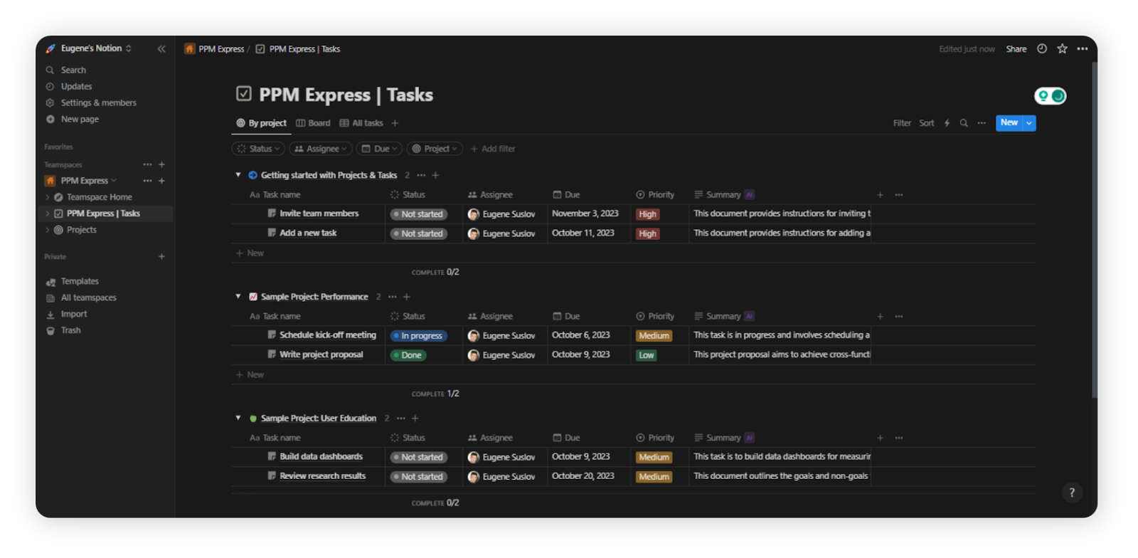 Notion instead of Excel