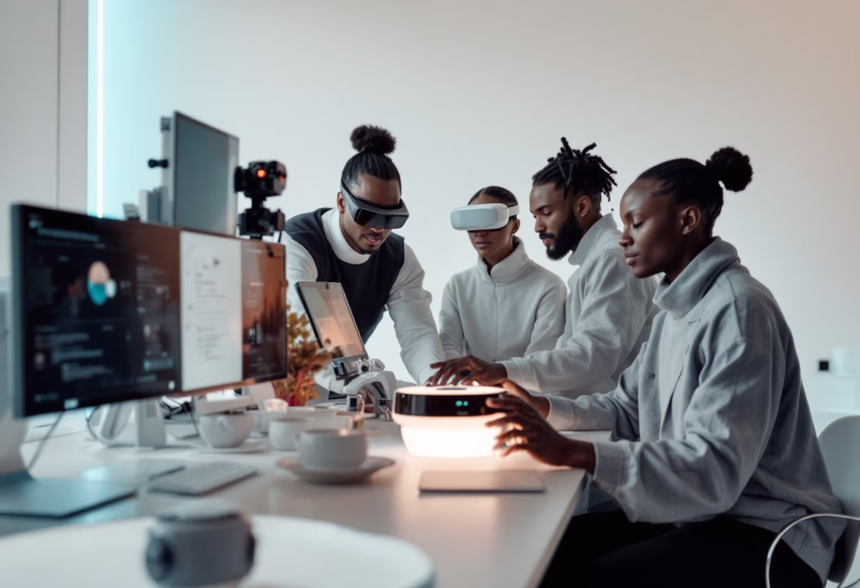 image of team collaborating (for an ar/vr)