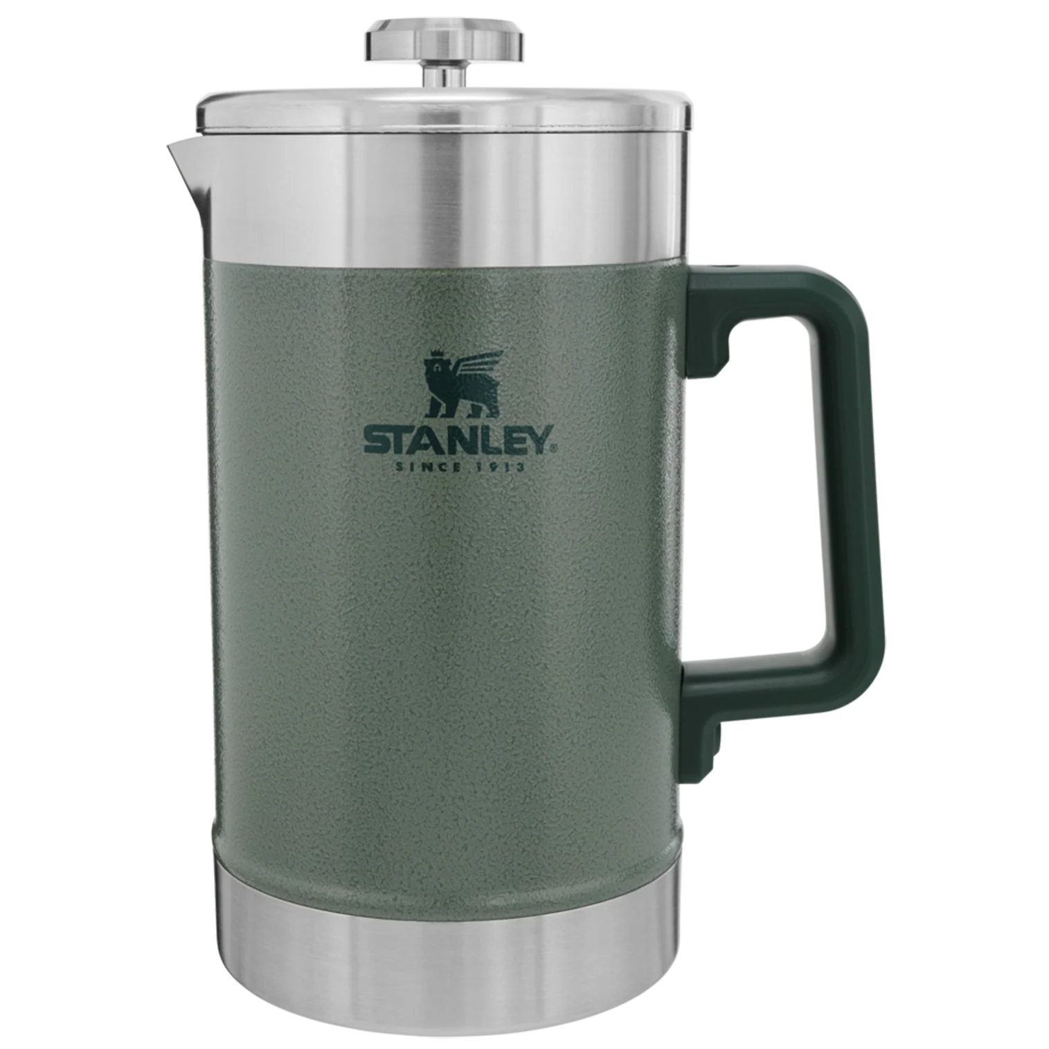 Stanley 48 ounce French press used for making large batches of coffee for groups.