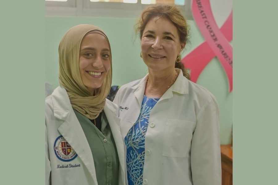 Trinity med student, Leen Alshrouf, with Dr. Blanchet during the plastic surgery mission with World Pediatrics