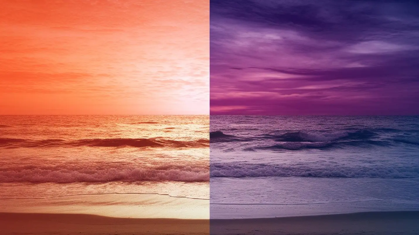 Comparison of cool and warm color palettes used in professional video color grading