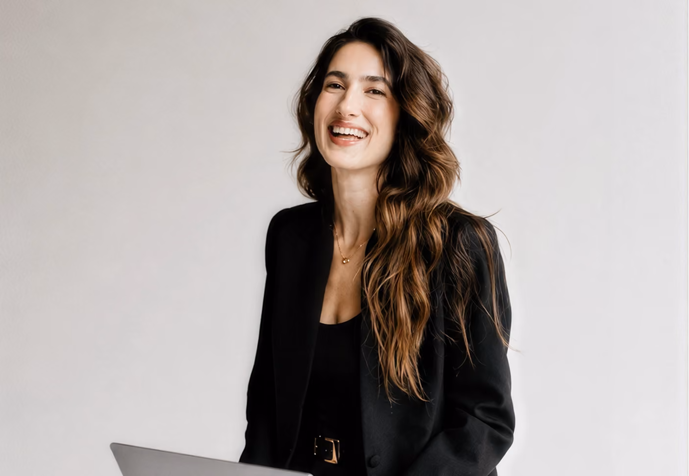Smiling staffing professional in a black blazer