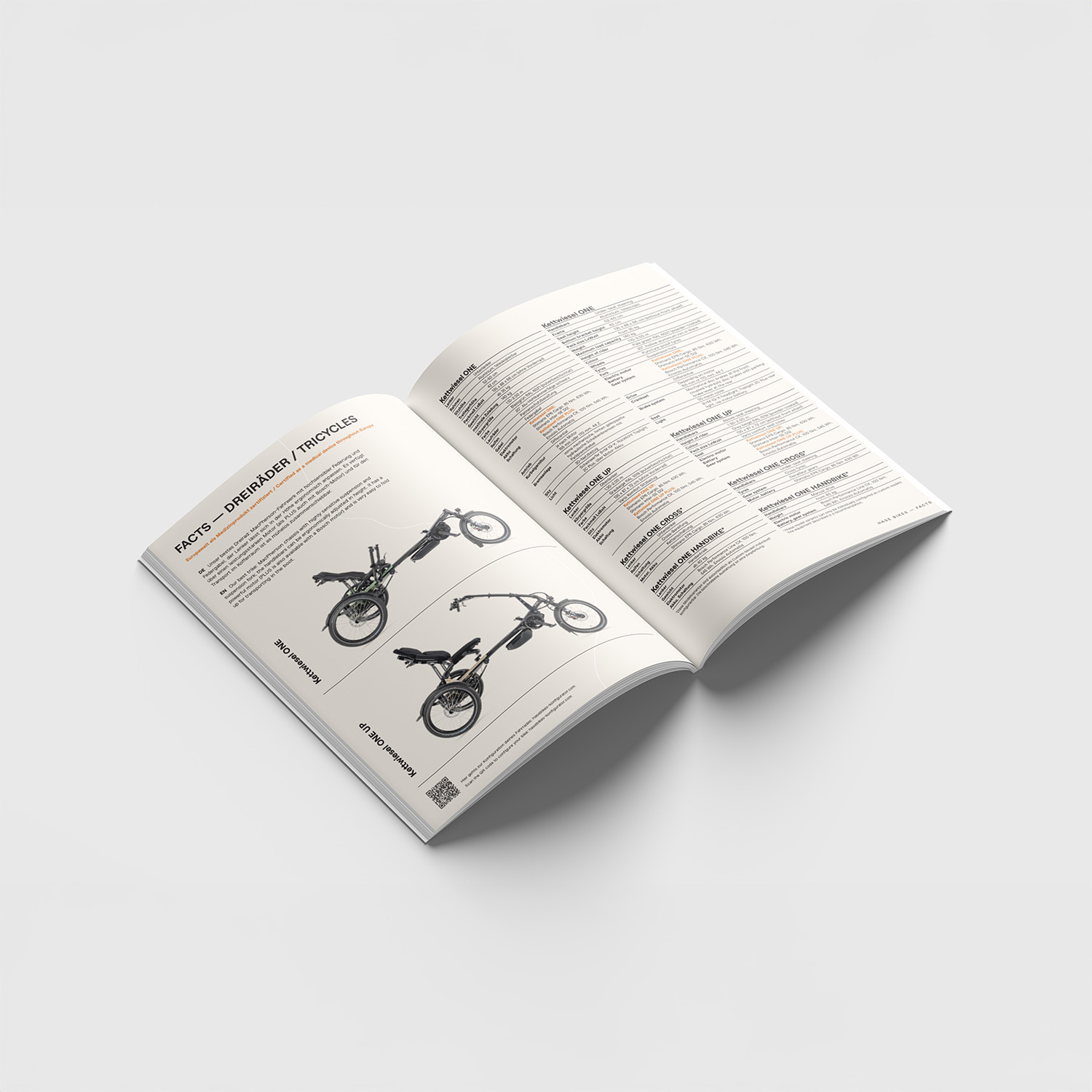 Mockup der Fact Sheets von Hase Bikes mit Infos zu allen Fahrrädern 