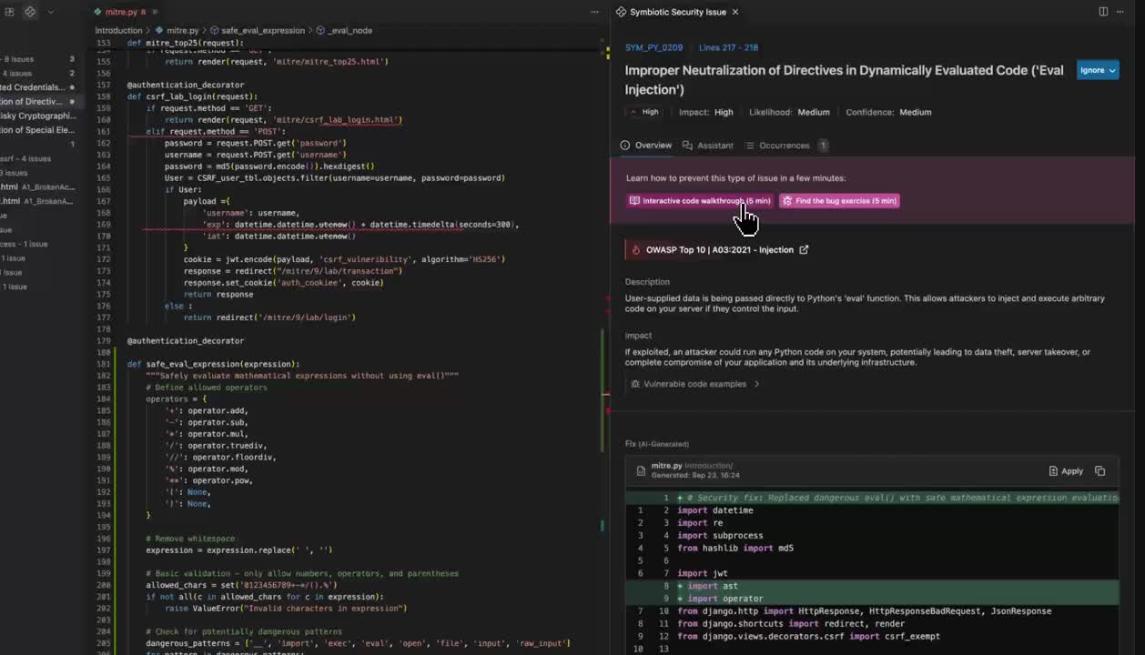 Symbiotic Security - End to End security for AI coding