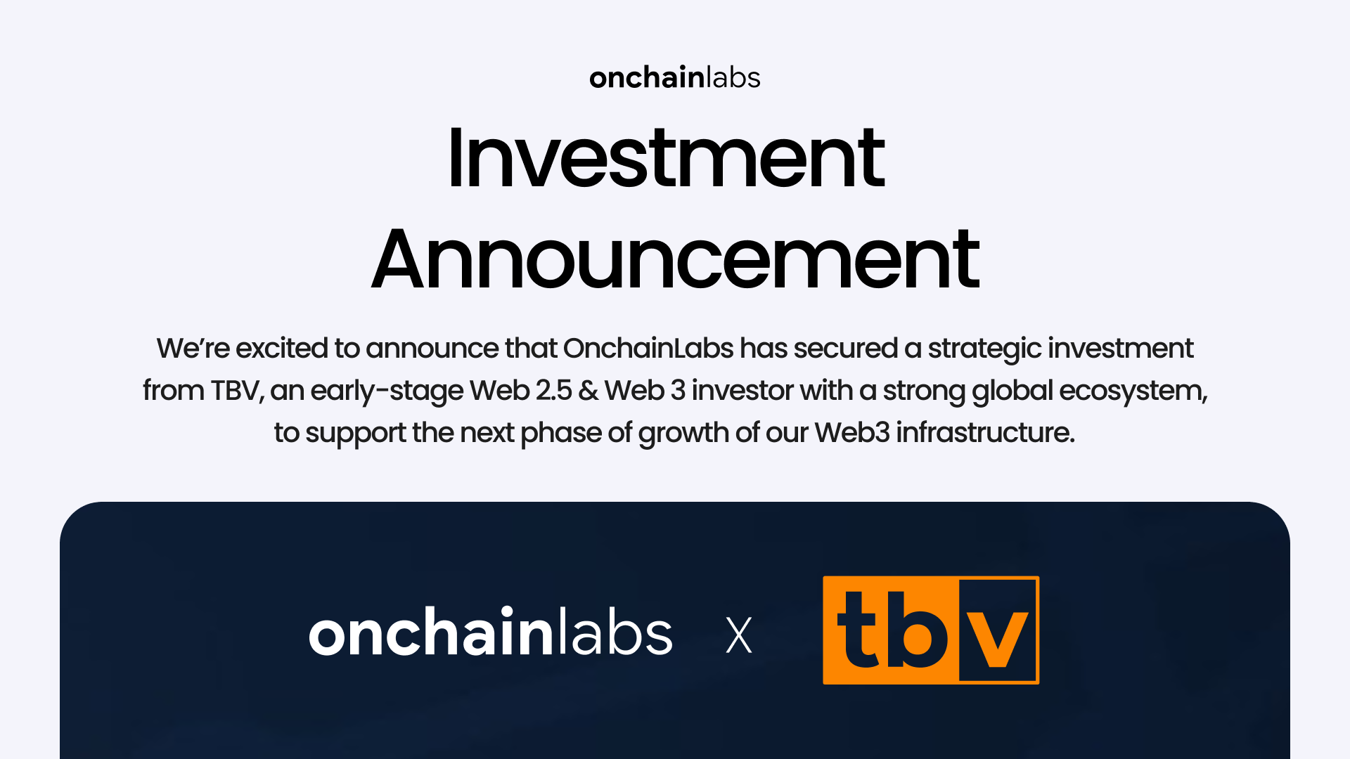OnchainLabs Receives Investment from TBV