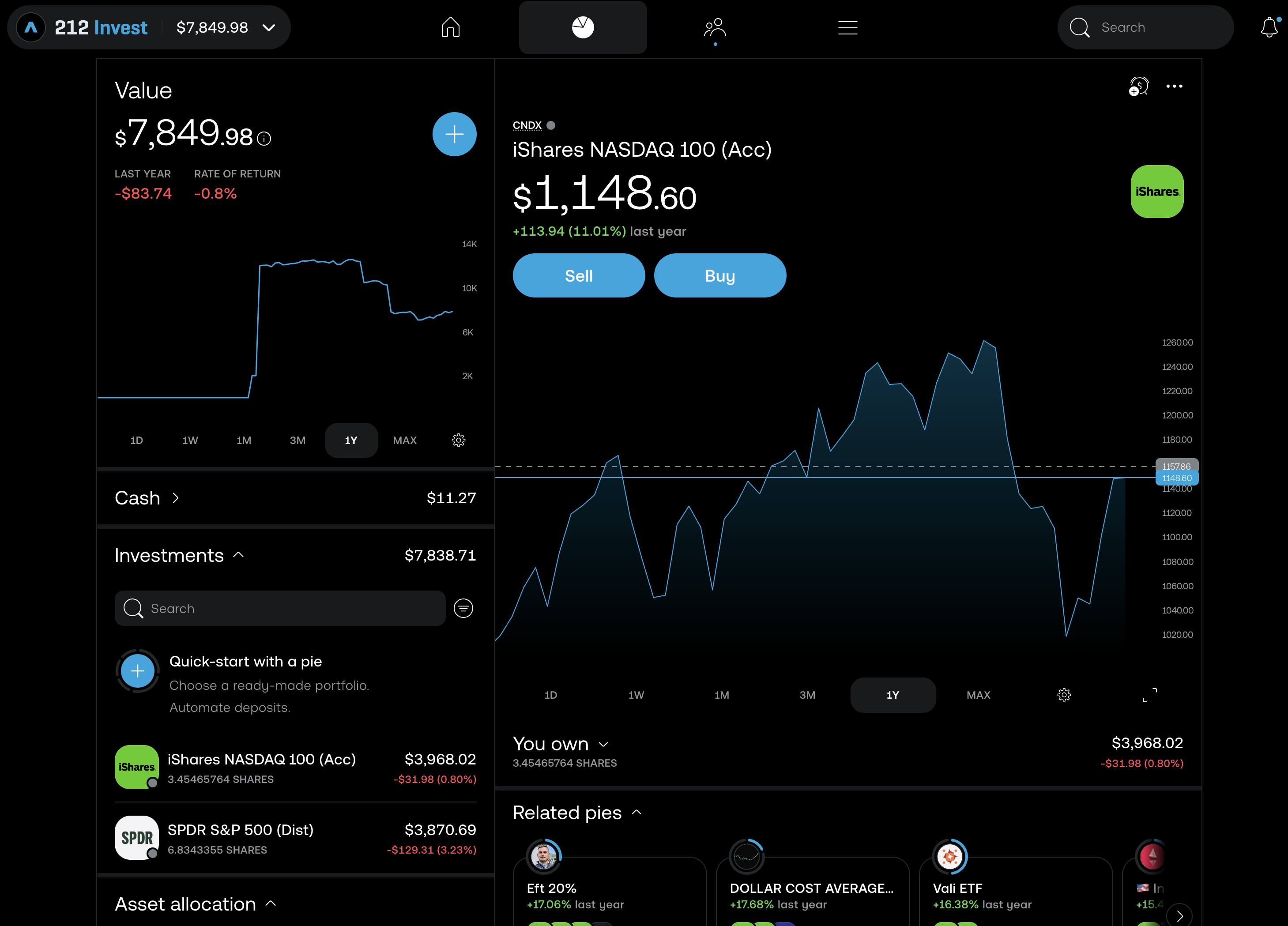Trading 212 Interface