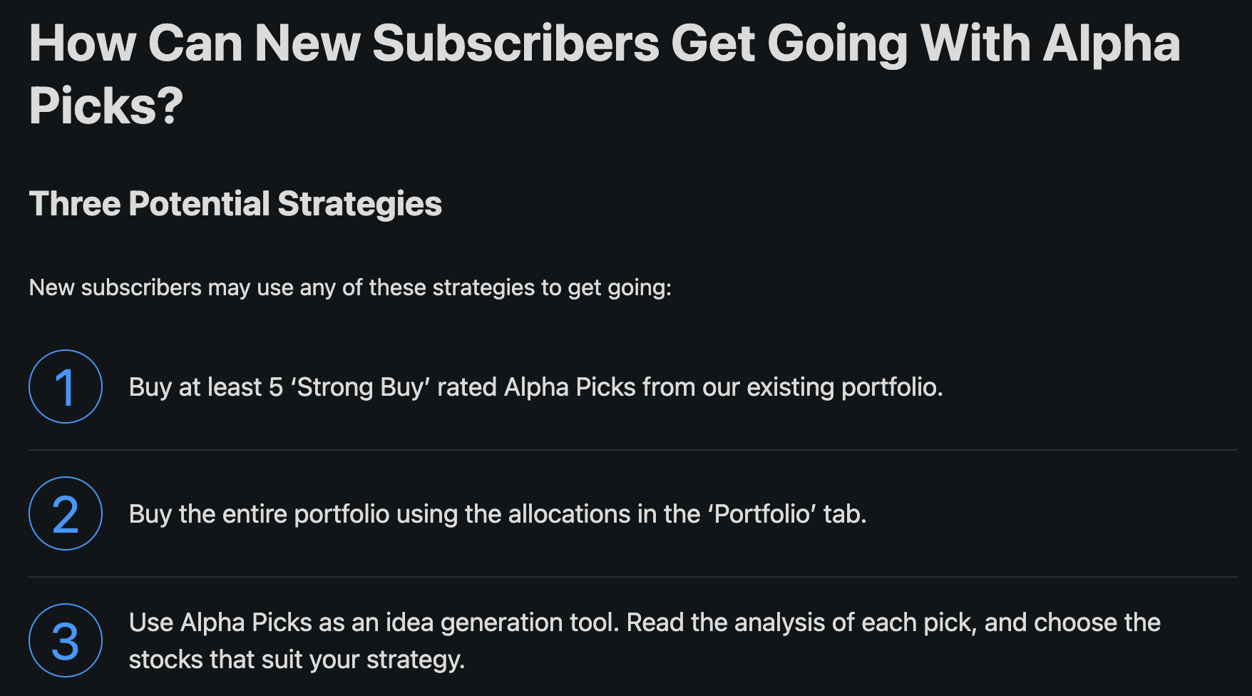 Alpha Picks Buying Process
