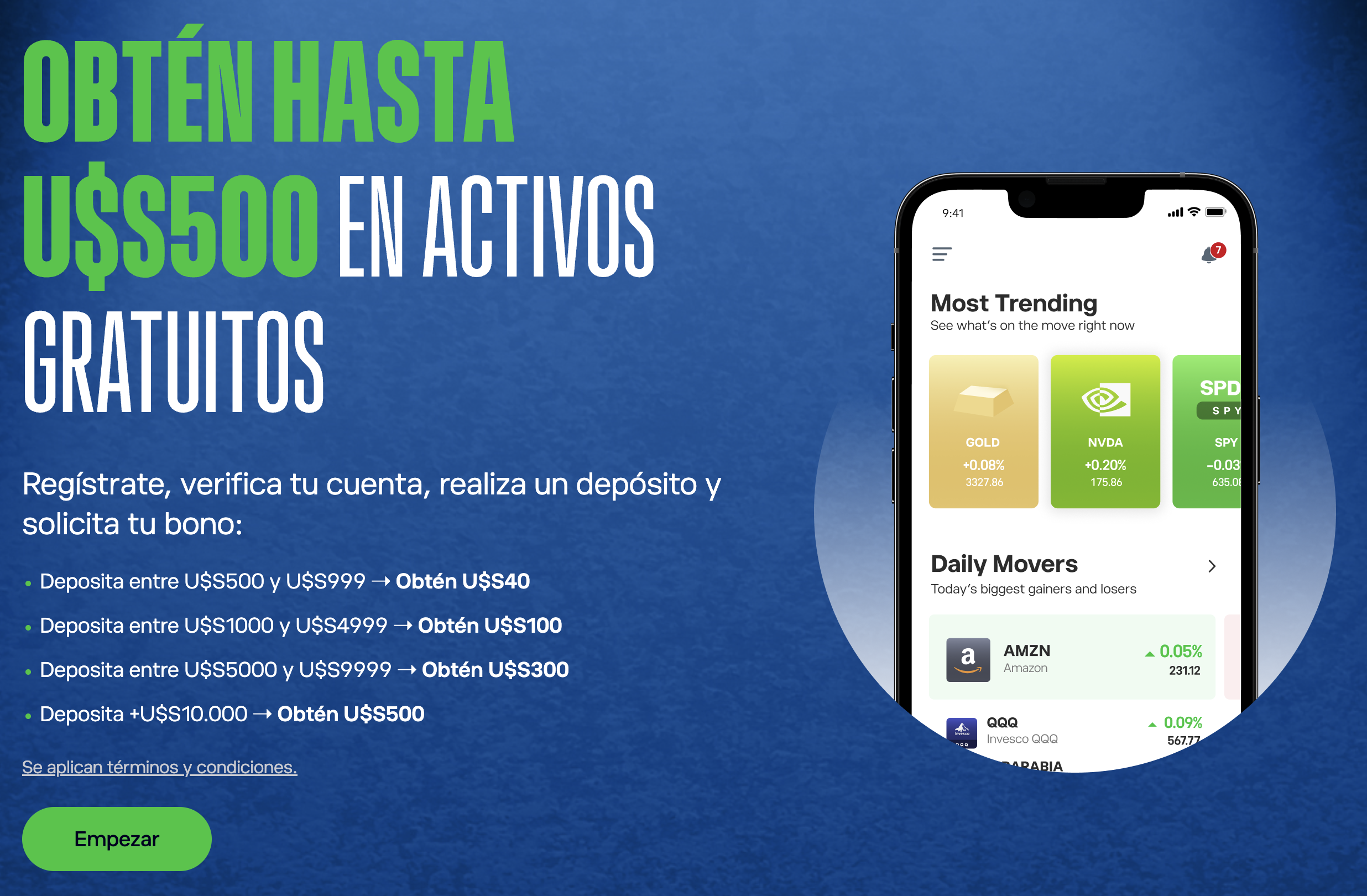 eToro Bono España - Obtén hasta $500 en activos gratuitos promoción oficial para inversores españoles