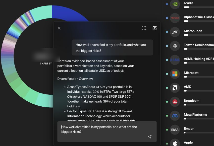 getquin AI agent explaining portfolio performance, drivers and risks