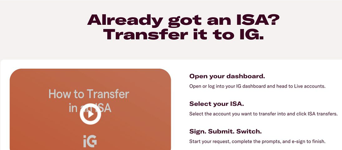 IG Stocks and Shares ISA transfer walkthrough
