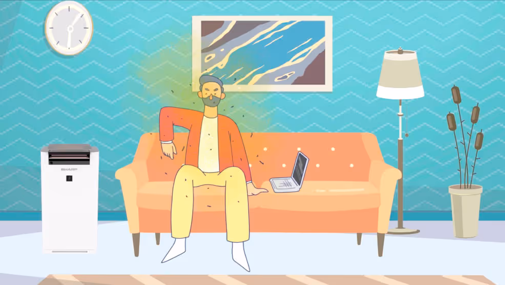 Баннер для видеорекламы компании Sharp разработанной компанией Line Production