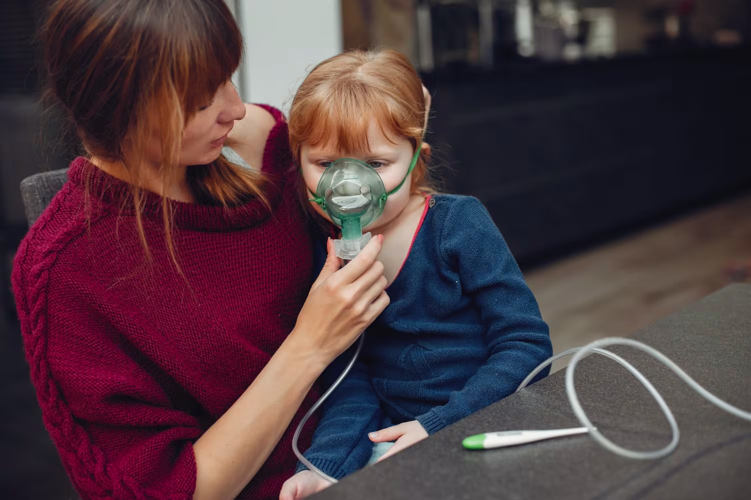 Mother treats her daughter at home
