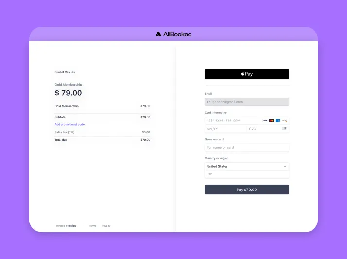 Memberships designed for instant pay + play