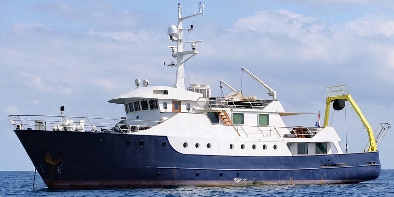 The €450,000 Former Research Ship Turned Explorer Yacht That Can Launch a Submarine