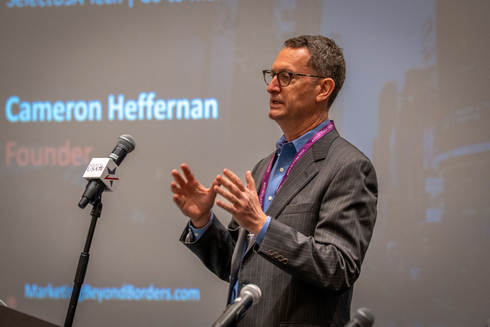 Cameron Heffernan presenting at SelectUSA