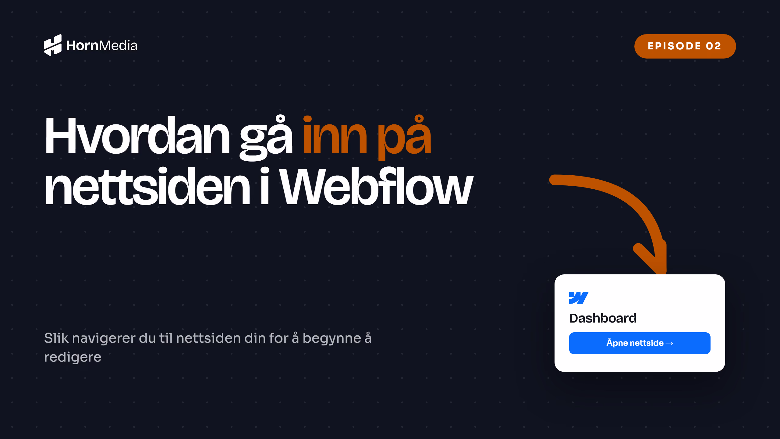 Skjermbilde av Webflow dashboard – opplæringsvideo om hvordan du går inn på nettsiden for å redigere